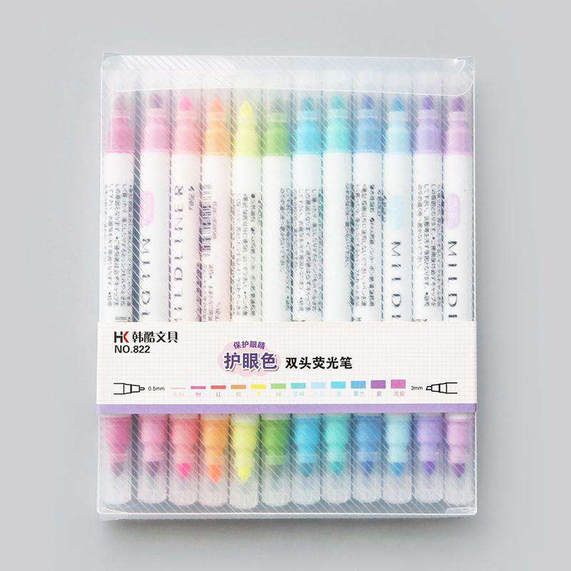 Double Sided 'Mildliner' Style Highlighters - Set of 12